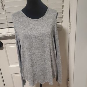 a new day Heather Gray Cold Shoulder Long Sleeve Top